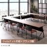 【オーク天板/ホワイト脚:次回入荷未定】会議用テーブル スタッキングテーブル 幕板付き 2人用 キャスター付き 平行スタッキング 幅1500×奥行600×高さ700mm 折りたたみ セミナーテーブル 塾 研修-4