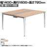 オカムラ PRECEDE フリーアドレスデスク 4人用 フリースタンディング両面タイプ 3A21AH 3A24AH 脚・脚カバー同色 ネオウッド/ホワイト天板 ポリッシュ脚 幅1400×奥行1600×高さ720mm