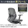 オカムラ シルフィー オフィスチェア 可動肘 背メッシュ 座面布張り ローバック ダークグレーボディ ランバーサポート付 樹脂脚 ウレタンキャスター Sylphy C681ZE-8