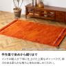 ギャッベラグ SUNSET ラグ カーペット 絨毯 シャギー ギャベ インド 手織り 素朴 オールシーズン ウール コットン 天然 断熱効果 長方形 幅900×長さ1300mm-1