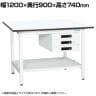 【抗菌加工】サカエ 軽量作業台KAタイプ キャビネット付き・中板付き KA-129CTMW 幅1200×奥行900×高さ740mm【SIAA】