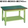 サカエ 重量作業台KWタイプ 中板2枚付き 幅1200×奥行800×高さ740mm KWF-128T1