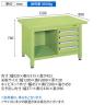 サカエ 超重量作業台Wタイプ キャビネットW-4N付き 幅1200×奥行800×高さ740mm WS-2F4B-1