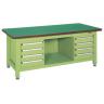 サカエ 超重量作業台Wタイプ キャビネットW-4N×2個付き 幅1800×奥行800×高さ740mm WF-84F4B-19