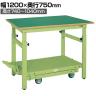 サカエ 軽量作業台TKKタイプ ペダル昇降移動式 幅1200×奥行750×高さ740～1040mm TKK-127FPD