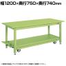 サカエ 中量作業台KTタイプ ペダル昇降移動式 幅1200×奥行750×高さ740mm KT-127S