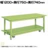 サカエ 中量作業台KTタイプ ペダル昇降移動式 幅1200×奥行750×高さ740mm KT-127SI