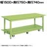 サカエ 中量作業台KTタイプ ペダル昇降移動式 6輪車 幅1500×奥行750×高さ740mm KT-157Q6S