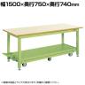 サカエ 中量作業台KTタイプ ペダル昇降移動式 6輪車 幅1500×奥行750×高さ740mm KT-157Q6IG
