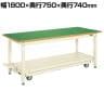 サカエ 中量作業台KTタイプ ペダル昇降移動式 幅1800×奥行750×高さ740mm KT-187FENI