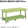 サカエ 重量作業台KWCタイプ ペダル昇降移動式 6輪車 幅1500×奥行800×高さ740mm KWCS-158Q6