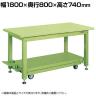 サカエ 重量作業台KWCタイプ ペダル昇降移動式 幅1800×奥行800×高さ740mm KWCS-188