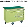サカエ キャビネットワゴン 天板付き 幅1200×奥行750×高さ890mm Q-21BTE