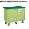 サカエ キャビネットワゴン 天板付き 幅1200×奥行750×高さ890mm Q-22BTE