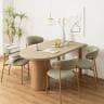【設置無料】4人用 ダイニングテーブルセット 5点(幅1600mm 変形テーブル×1 食卓椅子×4) 変形半円 楕円形 モルタル風 コンクリート調 グレージュ 北欧 モダン-2