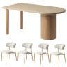 【設置無料】4人用 ダイニングテーブルセット 5点(幅1600mm 変形テーブル×1 食卓椅子×4) 変形半円 楕円形 モルタル風 コンクリート調 グレージュ 北欧 モダン-19