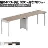 【法人様限定】LASHデスク フォーレッグハーフ フリーアドレスデスク 片面2連タイプ 配線ダクト付き 幅2400×奥行600×高さ720mm