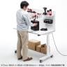 バッテリー搭載 電動昇降作業台 静止荷重100kg スタンディングデスク パソコンデスク 作業台 メラミン天板 キャスター付き フック穴 幅1200×奥行700×高さ700～1350mm-13