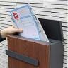 木目調壁掛けポスト Bell(ベル) 郵便ポスト 郵便受け 鍵付き 玄関 収納 壁掛け デザインポスト A4サイズ対応 店舗 カフェ 美容院 スチール製-3