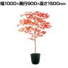 観葉植物 人工樹木 フェイクグリーン 造花 ヤマモミジ RED FST 高さ1500mm 鉢:ツリー7(BK)