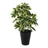観葉植物 人工樹木 フェイクグリーン 造花 イエローカポック Mサイズ「 高さ500mm 鉢:SA-5(BK) 卓上-19