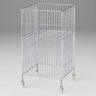 ワイヤーワゴン セールワゴン 投げ込みワゴン 陳列什器 ネットワゴン バスケット 商品陳列 クローム キャスター付き 幅450×奥行450×高さ860mm 折りたたみ可能 店頭用 催事-1