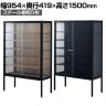 ラテラルショーケース コレクションケース 鍵付き 脚付き 店舗什器 収納 業務用 展示用 店頭用 幅954×奥行419×高さ1500mm スチール棚板5枚 ガラス引き戸 JIS規格