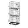 ジャンブルバスケット 強化型 3段 スリムタイプ キャスター付き セールワゴン 陳列什器 ネットワゴン スチールラック 商品陳列 幅428mm-19