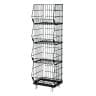 ジャンブルバスケット 強化型 4段 スリムタイプ キャスター付き セールワゴン 陳列什器 ネットワゴン スチールラック 商品陳列 幅428mm-19