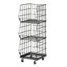 ジャンブルバスケット 強化型 3段 スリムタイプ スチールクリア キャスター付き セールワゴン 陳列什器 ネットワゴン スチールラック 商品陳列 幅428mm-19