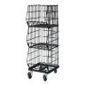 高機能型ジャンブルバスケット 3段 直径100mmキャスター付き セールワゴン 陳列什器 ネットワゴン バスケット スチールラック 商品陳列 幅384mm-19