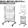 角型投げ込みバスケット 2段 キャスター付き 角度調節可能 セールワゴン 投げ込みワゴン 陳列什器 ネットワゴン バスケット 商品陳列 業務用 店頭用 レジ前