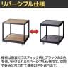 キャスター付き2段テーブル ディスプレイ台 ブラック×ラスティック柄(リバーシブル) 幅600×奥行600×高さ600mm 業務用 店頭用 店舗什器 陳列什器 本屋 書店-2
