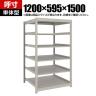 【本体】TRUSCO スチールラック 薄板ラック(棚板分割タイプ/耐荷重100kg) 幅1200×奥行595×高さ1500mm 6段単体 日本製 ネオグレー