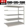 【追加/増設用】TRUSCO スチールラック 薄板ラック(棚板分割タイプ/耐荷重100kg) 幅1500×奥行595×高さ1500mm 5段連結 日本製 ネオグレー