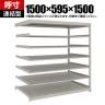【追加/増設用】TRUSCO スチールラック 薄板ラック(棚板分割タイプ/耐荷重100kg) 幅1500×奥行595×高さ1500mm 7段連結 日本製 ネオグレー