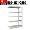 【追加/増設用】TRUSCO M3型中量棚 オープンラック 連結型 5段 免震樹脂ベース付き 日本製 ネオグレー 幅900×奥行1121×高さ2400mm 378-5168