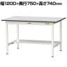 山金工業 軽量作業台 半面棚付き 耐荷重150kg RoHS2指令対応塩ビシート天板 ワークテーブル 150シリーズ 幅1200×奥行750×高さ740mm SUR-1275T-GYW