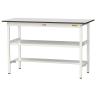 山金工業 軽量作業台 中間棚付 半面棚付き 耐荷重150kg RoHS2指令対応塩ビシート天板 ワークテーブル 150シリーズ 幅1500×奥行600×高さ950mm SURH-1560TF-GYW-19