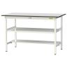 山金工業 軽量作業台 中間棚付 半面棚付き 耐荷重150kg RoHS2指令対応塩ビシート天板 ワークテーブル 150シリーズ 幅1500×奥行750×高さ950mm SURH-1575TF-GYW-19