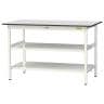 山金工業 軽量作業台 中間棚付 全面棚付き 耐荷重150kg RoHS2指令対応塩ビシート天板 ワークテーブル 150シリーズ 幅1500×奥行750×高さ950mm SURH-1575TTF-GYW-19
