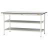 山金工業 軽量作業台 中間棚付 全面棚付き 耐荷重150kg RoHS2指令対応塩ビシート天板 ワークテーブル 150シリーズ 幅1800×奥行750×高さ950mm SURH-1875TTF-GYW-19