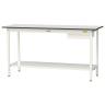 山金工業 軽量作業台 引き出し付き 全面棚付き RoHS2指令対応塩ビシート天板 ワークテーブル 150シリーズ 幅1800×奥行600×高さ950mm SURH-1860UTT-GYW-19