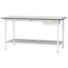 山金工業 軽量作業台 引き出し付き 全面棚付き RoHS2指令対応塩ビシート天板 ワークテーブル 150シリーズ 幅1800×奥行750×高さ950mm SURH-1875UTT-GYW-19