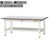 山金工業 軽量作業台 高さ調整 低床 全面棚付き RoHS2指令対応塩ビシート天板 ワークテーブル 150シリーズ 幅1200×奥行600×高さ401～576mm SURAL-1260TT-GYW