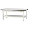 山金工業 軽量作業台 高さ調整 低床 全面棚付き RoHS2指令対応塩ビシート天板 ワークテーブル 150シリーズ 幅1200×奥行600×高さ401～576mm SURAL-1260TT-GYW-19