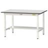 山金工業 軽量作業台 高さ調整 半面棚付き RoHS2指令対応塩ビシート天板 ワークテーブル 150シリーズ 幅1200×奥行750×高さ600～900mm SURA-1275T-GYW-19