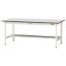 山金工業 軽量作業台 高さ調整 半面棚付き RoHS2指令対応塩ビシート天板 ワークテーブル 150シリーズ 幅1800×奥行750×高さ600～900mm SURA-1875T-GYW-19