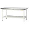 山金工業 軽量作業台 高さ調整 全面棚付き RoHS2指令対応塩ビシート天板 ワークテーブル 150シリーズ 幅1500×奥行750×高さ600～900mm SURA-1575TT-GYW-19
