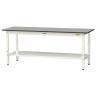 山金工業 軽量作業台 高さ調整 全面棚付き RoHS2指令対応塩ビシート天板 ワークテーブル 150シリーズ 幅1800×奥行600×高さ600～900mm SURA-1860TT-GYW-19